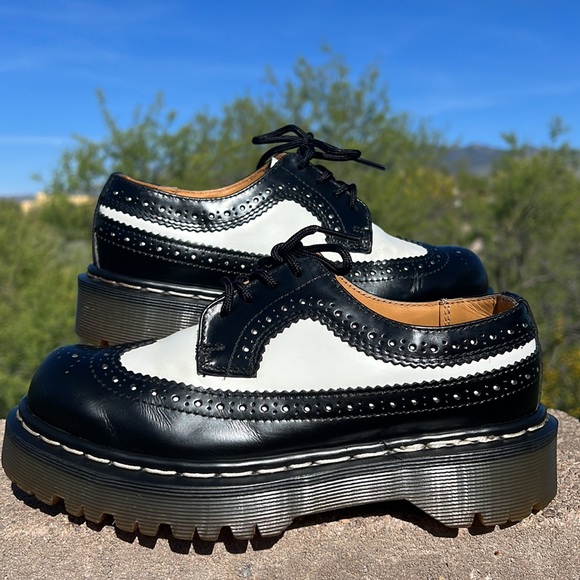 🏴󠁧󠁢󠁥󠁮󠁧󠁿 Dr. Martens MIE Vintage Tuxedo Platform Wingtips / Oxfords UK 3 - Picture 6 of 16